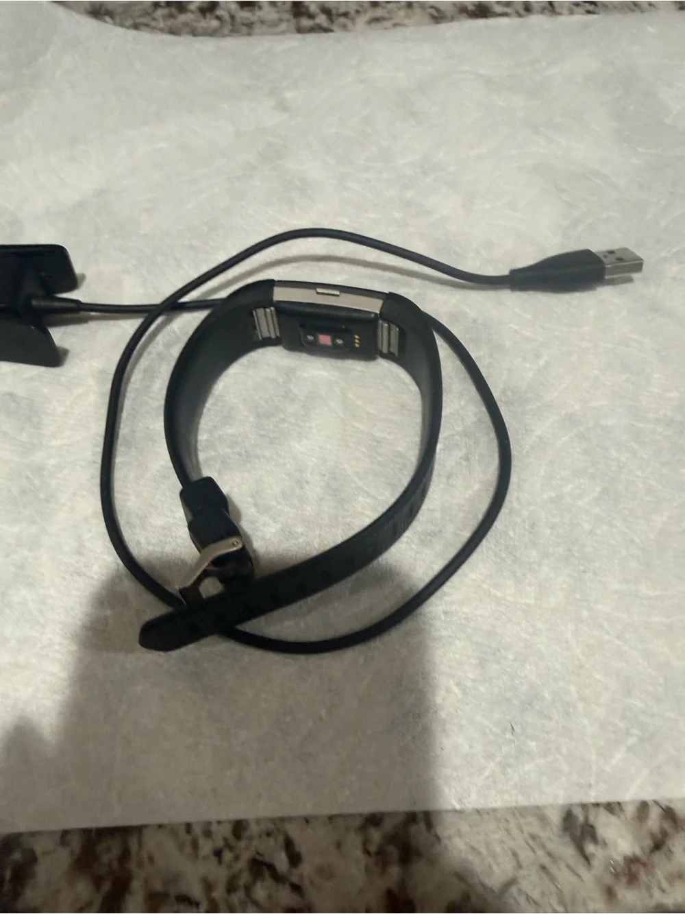 fitbit Black Fitness Tracker with USB Charger Cable